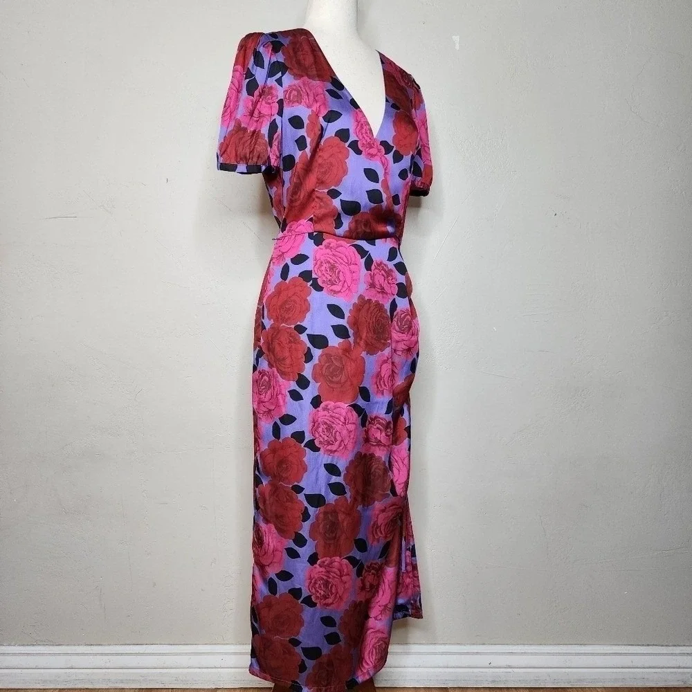NWT PAIGE Manuela Floral Midi Faux Wrap Dress Size Small - Picture 5 of 15